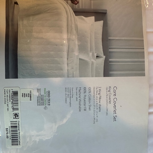 Sky Tufted Coast White Quilted King Coverlet Set Shams Included Rtl $270 NWT - Picture 4 of 5